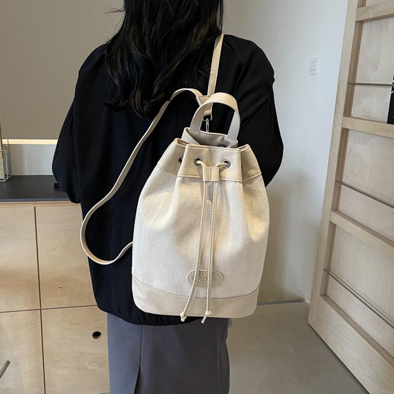 Fashion Designer Patchwork Bucket Bag for Women Drawstring Canvas Backpacks Girls Large Capacity School Shoulder Bags Handbags CLE