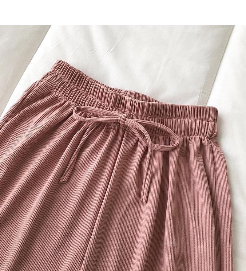 Women's Autumn Elastic Waist Wide-Leg Pants—Korean Style, Loose, Slimming, Draping Long Pants, Solid Color, Casual Fit.