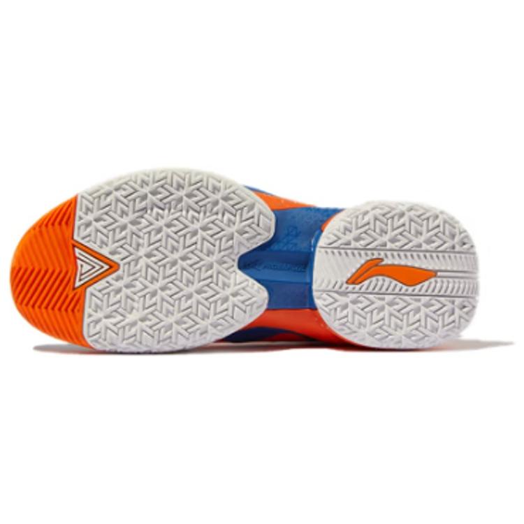 New LiNing Power 7 Premium Mid Top Basketball Shoes Men's Orange Blue ABAQ071-5