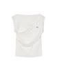 Nigaennikol Dot Shirring Drape Sleeveless Top_Ivory