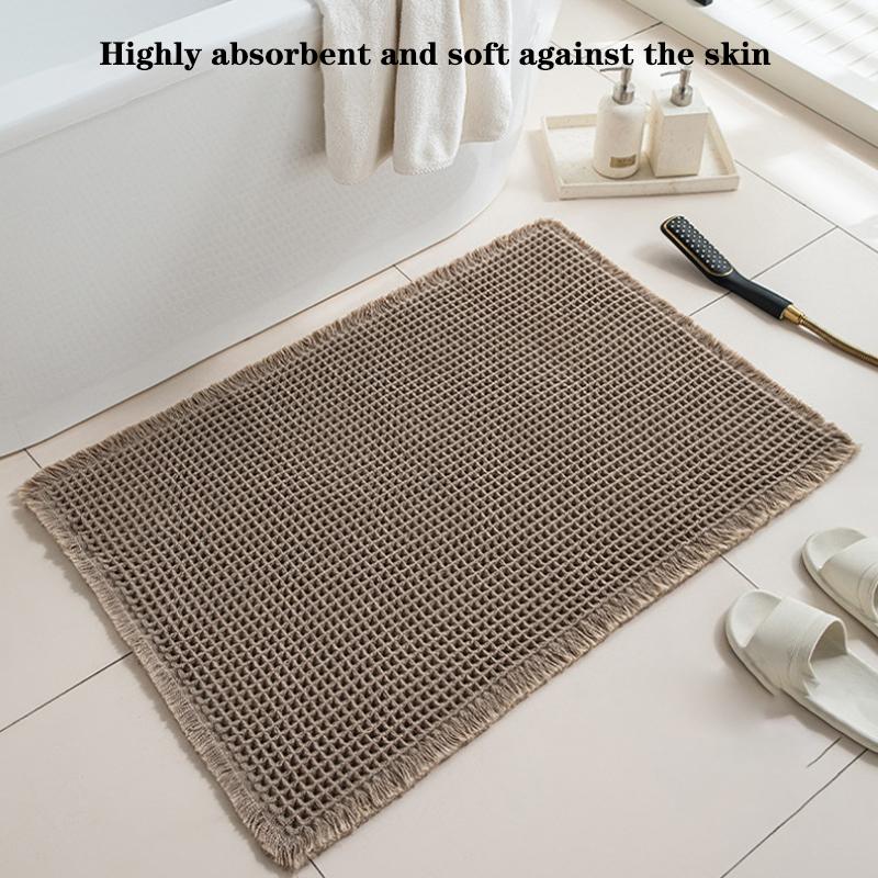 Waffle Bathroom Mat Non Slip Absorbent Bath Rug Soft Quick Dry Washable Doormat for Toilet Shower