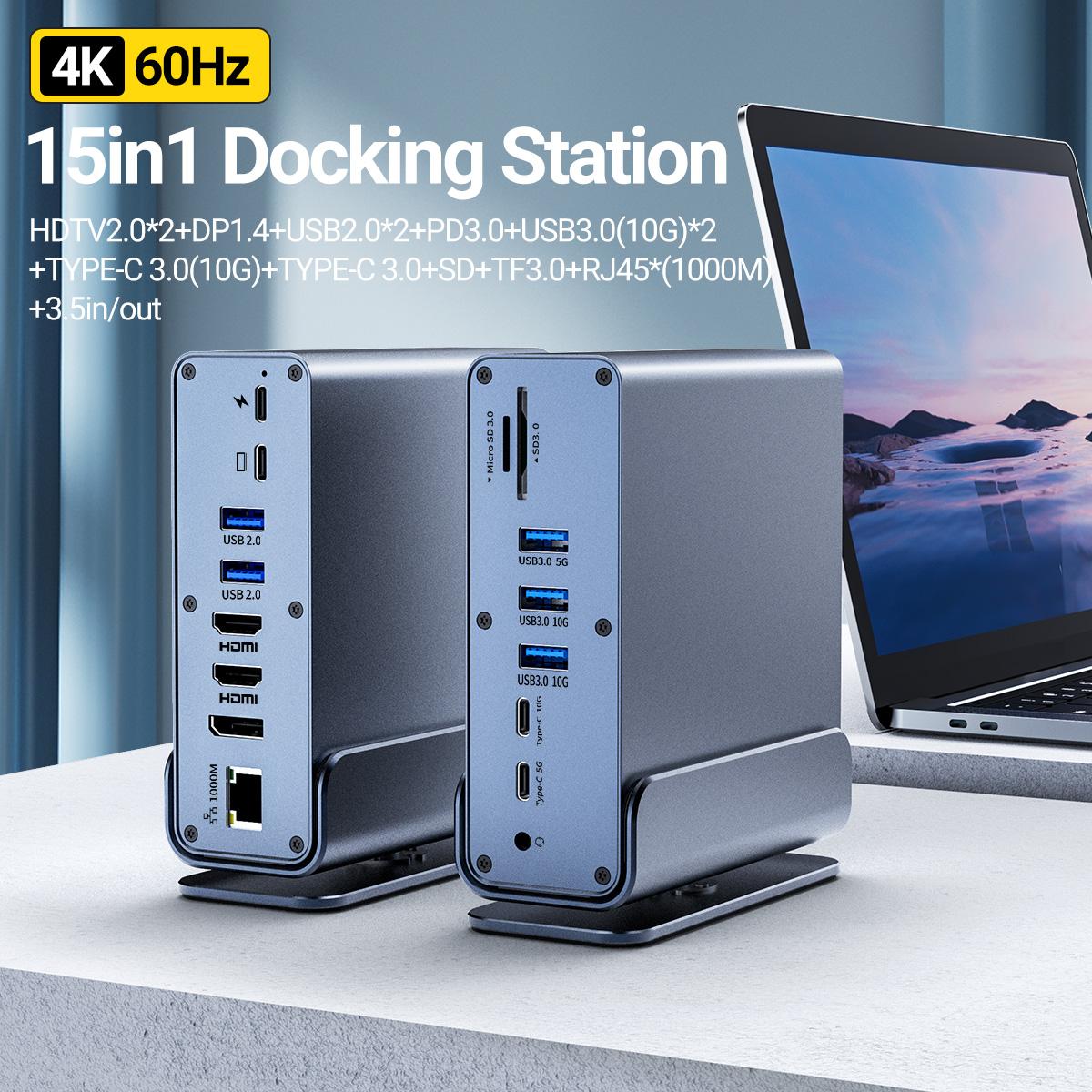 15 vienā USB-C dokstacija 4K 60Hz