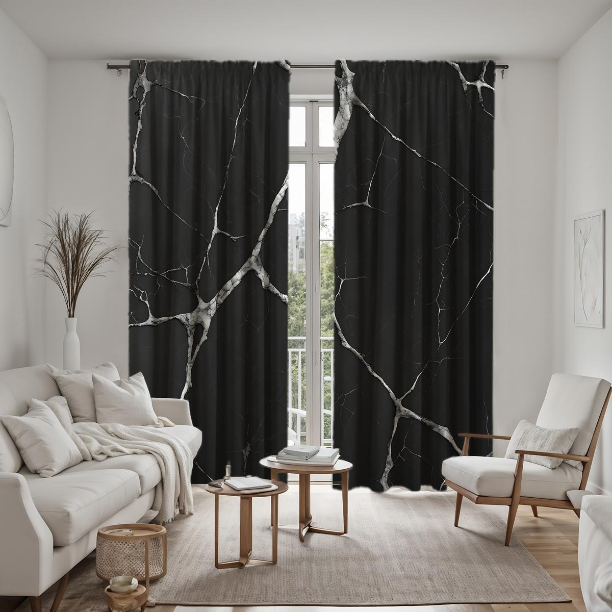 

2 шт. HD мраморная декоративная занавеска черная занавеска с цифровой печатью украшение для дома стиль декорированная гостиная спальня штанга c W52H63inchW132H160cm