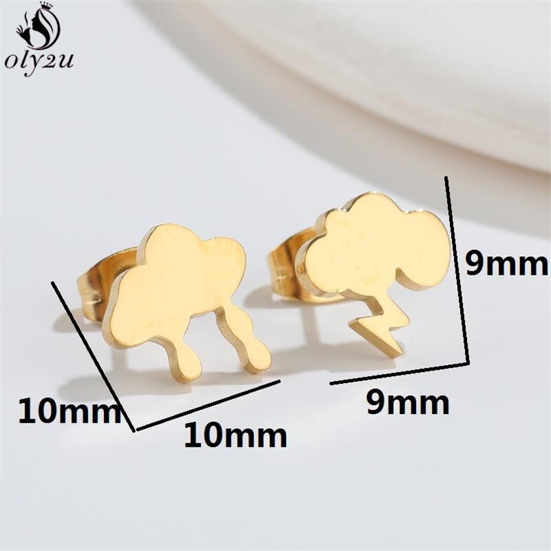 Punk Stainless Steel Lightning Earring for Women Sun Piercing Jewelry Cool Girls Personality Earrings Gifts Accessories