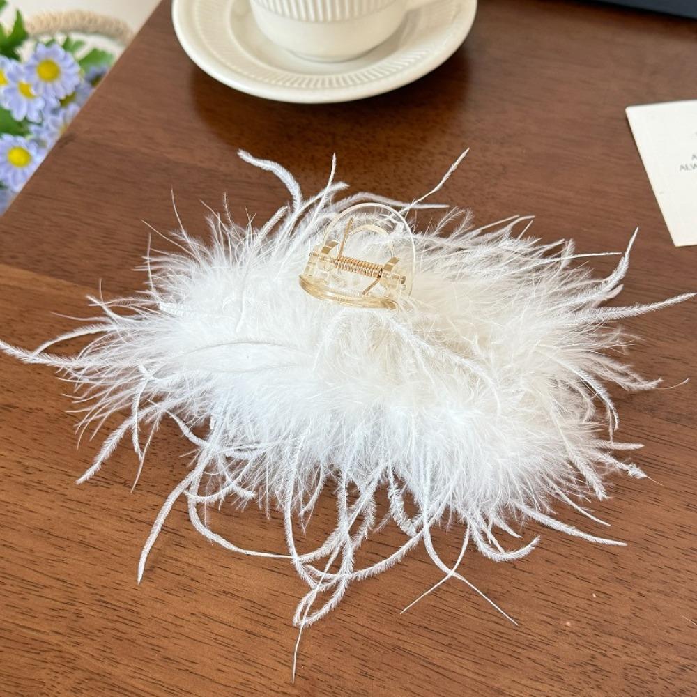 Autumn and Winter New Style Super Fairy Feather Catch Clip Large Hair Volume Large Back of The Head Shark Clip Pure Desire Wind Hair Clip Headdress