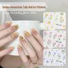 Golden Osmanthus Tulip Nail & Eye Makeup Stickers - Floral Decals with Embossed Petals and Leaves