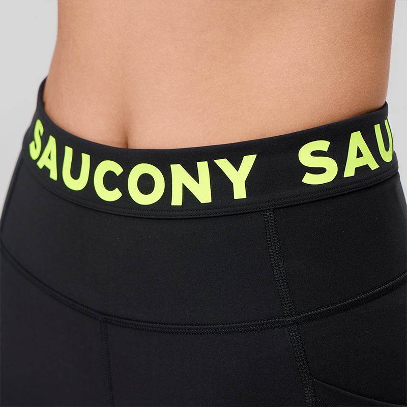 Saucony Logo Letter Print High Waist Fitness Training Shorts Women shorts Black SC1249013A-BK01