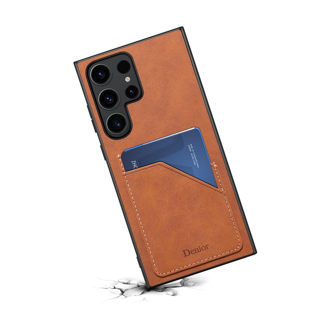 Denior Applicable Samsung S23Ultra Retro Leather Pattern Mobile Phone Case S23FE Card Anti-drop S24 Leather Case A05S