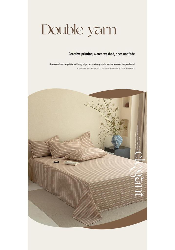 Double-Layer Plaid Bedding Set: All-Season Button-Down Stripe Duvet Cover, Student Dorm Bed Sheet, 3-Piece Set