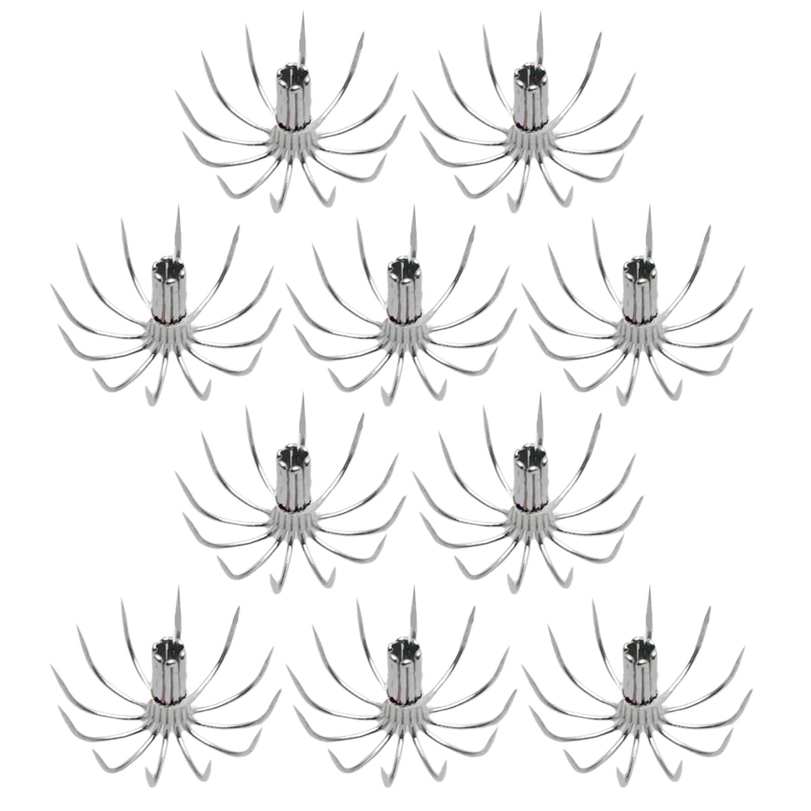 

10 шт. Крючки для кальмаров из нержавеющей стали с зазубринами в виде зонтика, рыболовные крючки, рыболовные джиги, инструмент, крючки, рыболовные аксессуары, простые в использовании 15