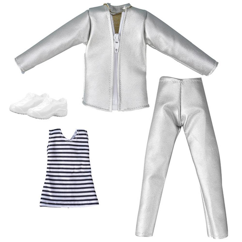 

1/6 30cm/11 Doll Clothes PU Leather Doll Sport Suit High Quality Mini Male Jackets Pants Gift срібний