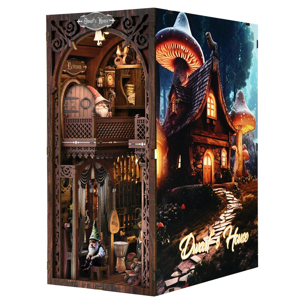 

Набор для создания DIY книжной полки «Сказочный миниатюрный деревянный кукольный домик со светом» Вставка-полка 3D-пазл Декор для подарка Совиная книжная лавка