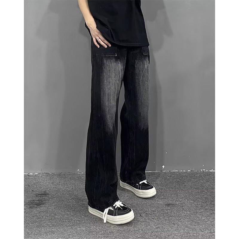 Hong Kong Trendy Men's Summer New Personalized Letter Jeans Hip Hop Ins Trendy High Street Trendy Ruffian Handsome Trousers