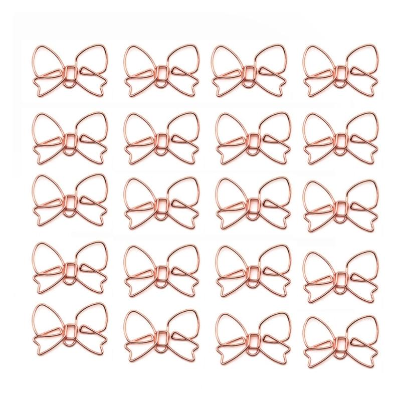 100Pcs Bowknot Paper Clip Metal Paper Clip Bookmarks Clip For File Paper Photo Envelopes Letter File Document Postcard