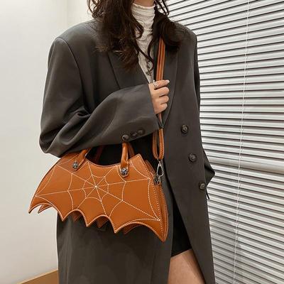 Ladies Pu Leather Handbag Fashion Creative Spoof Fun Halloween Personality Bat Messenger Bag