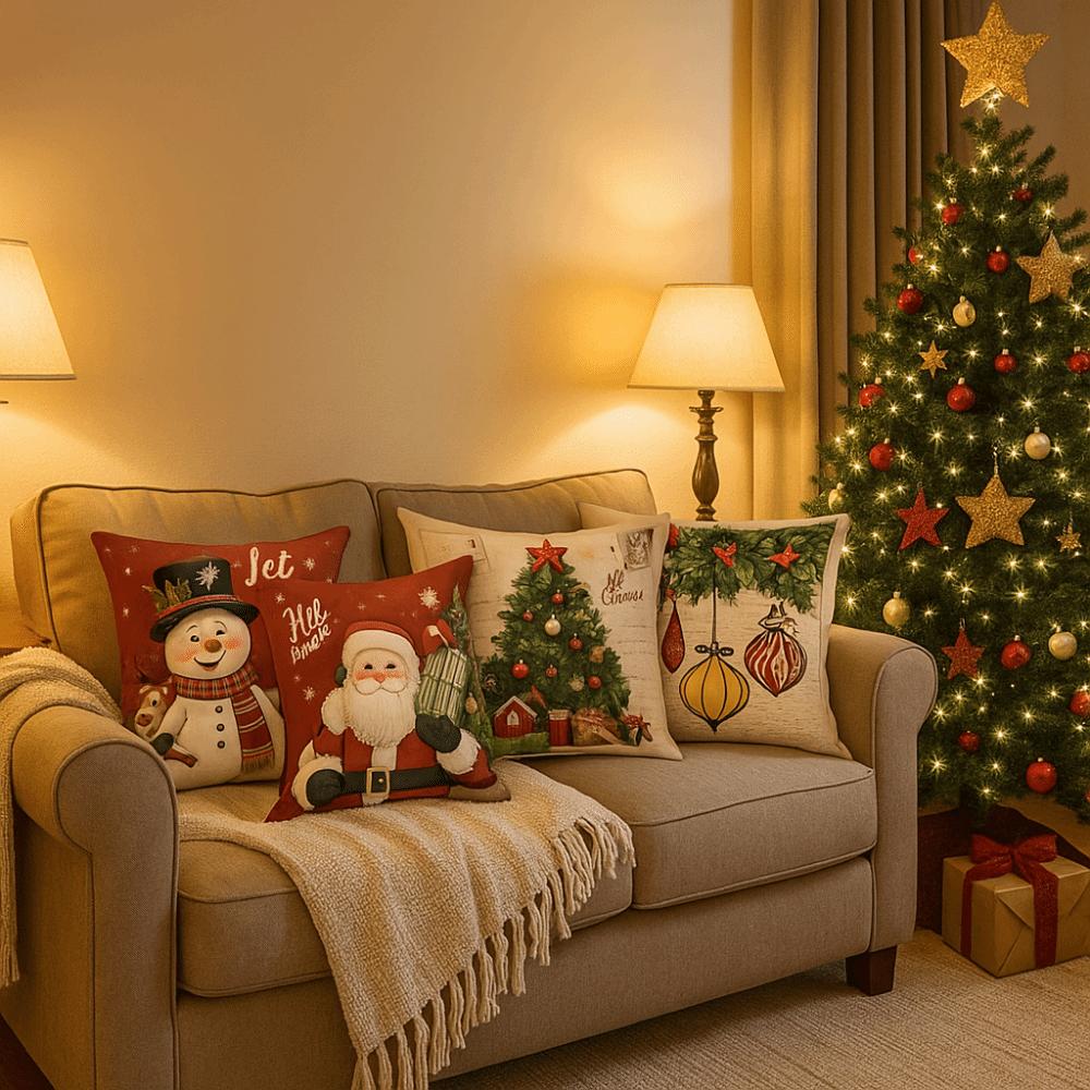 Plush Decorative Pillowcase 45*45cm Throw Pillow Cover Elegant Christmas Cushion Cover  Home Decor