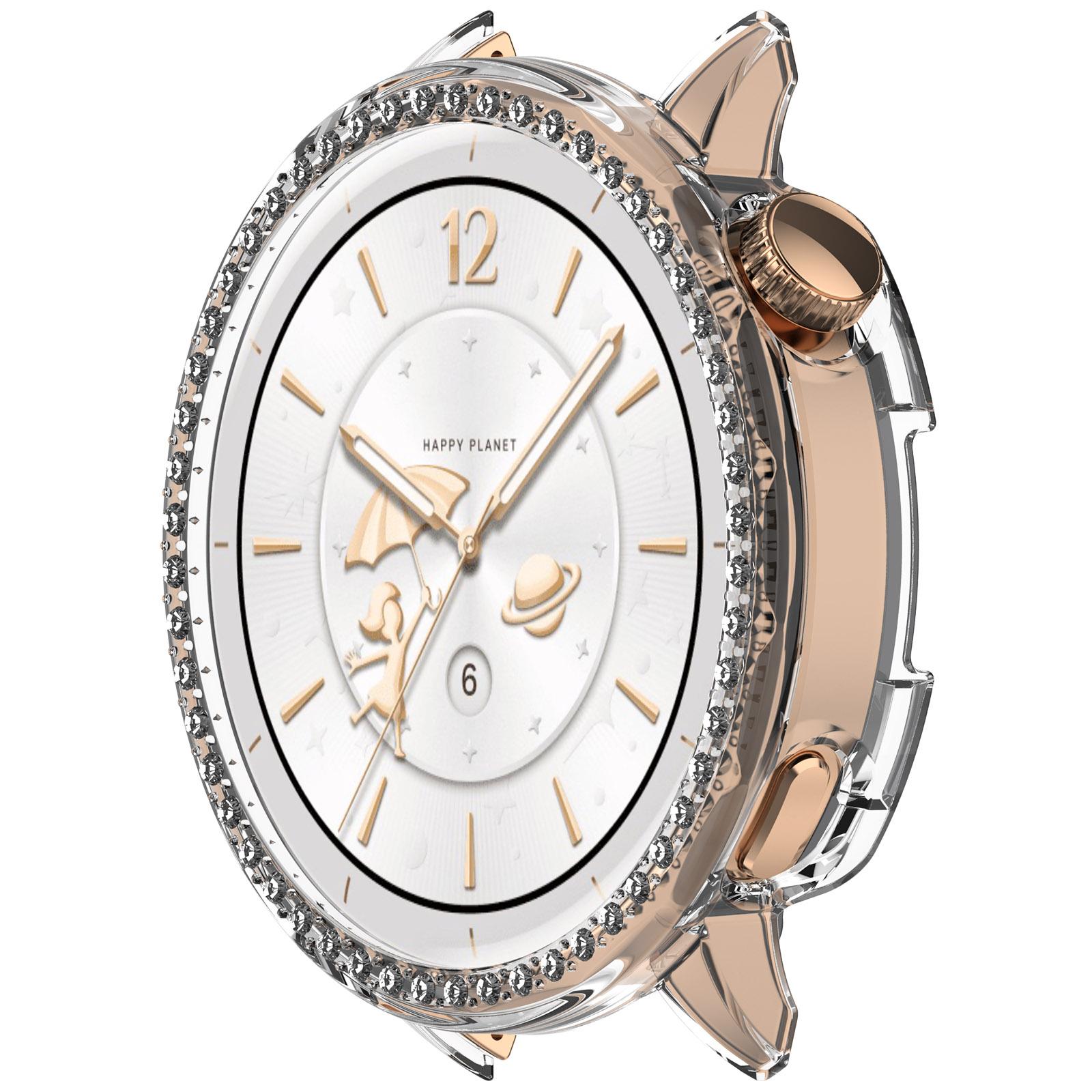 

For Oppo Watch X2 Mini Clear Watch Case Rhinestone Decorative Hollow Design PC Watch Cover As Shown A