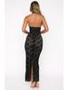 Sexy Black Lace Halter Neck Dress: Slim-Fit, Waist-Cinching, Backless, Long Style