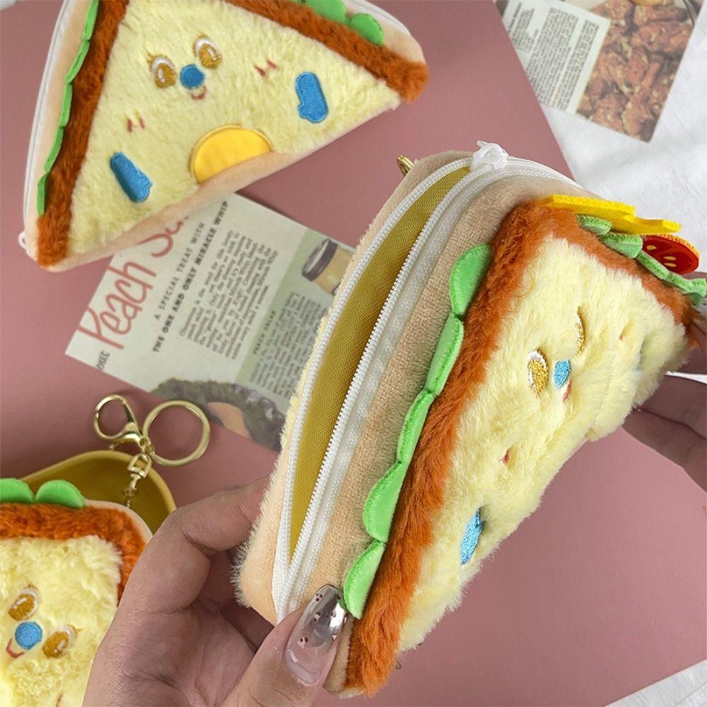 Cartoon Sandwiches Storage Bag Hamburger Zero Wallet Creative Plush Small Purse  Girls
