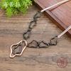New mixed-color metal ring pendant, women's personality exaggerated punk metal ring leather rope necklace