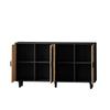158CM Elegant and Functional 4-Door Rattan Decorative Storage Cabinet,for Bedroom,Living Room,Office,Black