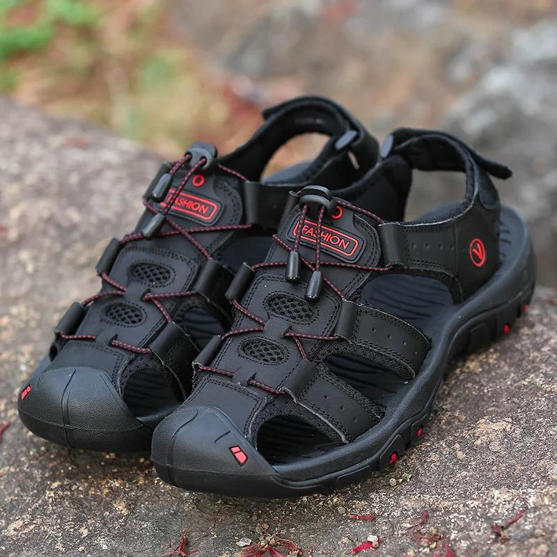 Summer Genuine Leather Outdoor Sports Sandals Wading Shoes Men's Roman Sandals GLADIATOR Driving Shoes Beach Open Toe Sandals