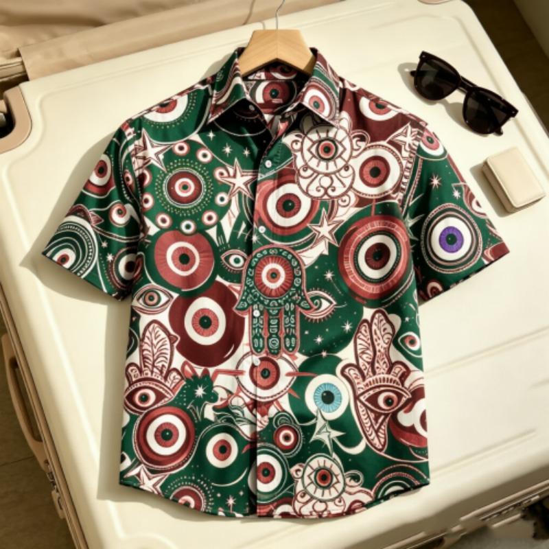 Dreamy Art Pattern Printing Shirt Hawaiian Beach Vacation Clothing Men's Street Style Shirt Daily Men's and Women's Shirt