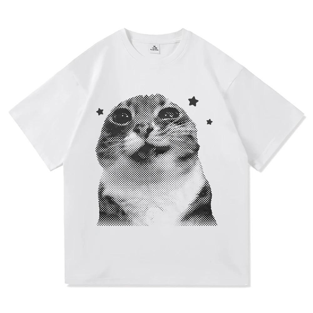 Y2k Funny Cat Meme T Shirt I Do Not Think Therefore I Do Not Am Men/women Clothing Harajuku High Quality Tops Cotton Tshirts