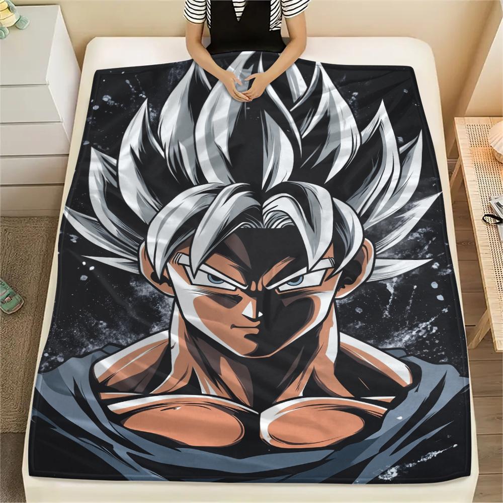 Goku Dragon Ball Cartoon Pattern Flannel Blanket, High Quality Comfortable for All Seasons, Home Decor, Warmth and Comfort, Perfect for Gifts.