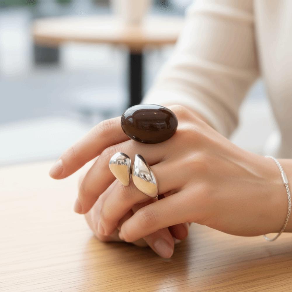 Acrylic Water Drop Rings Smooth Surface Geometric Finger Rings Resin Knuckle Rings Party Jewelry