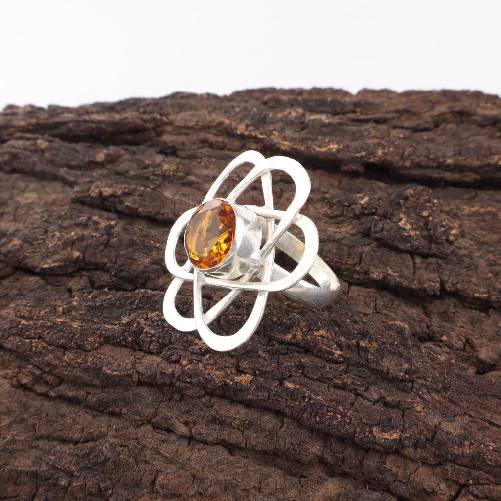 Citrine Gemstone Jewelry, 925 Sterling Silver Ring, Handmade Gorgeous Silver Ring, Designer Silver Ring For Thanksgiving Gift