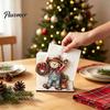 Decorative Winter Kitchen Accessories Snowman Napkin Holder for Dining Table, Wood Vertical Farmhouse Style Dispenser, Christmas Tissue Storage