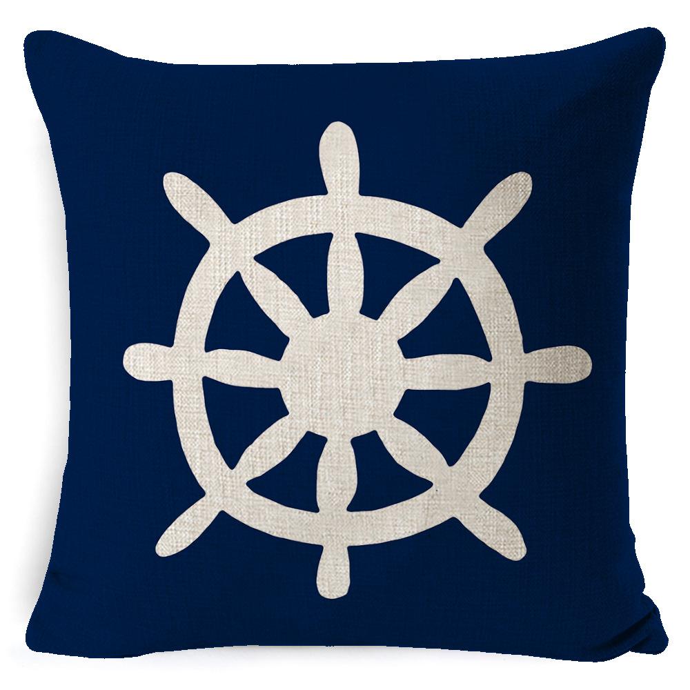 Cushion Cover Ocean Anchor Linen Pillow Cover Simple Sailing Sofa Living Room Pillow Cover Premium Durable Quality
