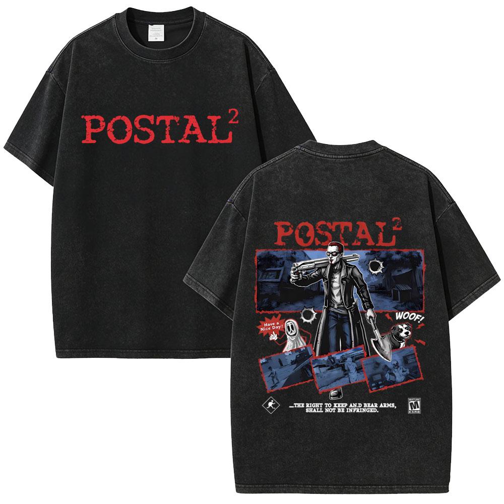 

Postal Dude Vintage Acid Washed T Shirt Men Women Horror Gothic Rock Tshirt Male Fashion Oversized Short Sleeves Tshirts Tops S