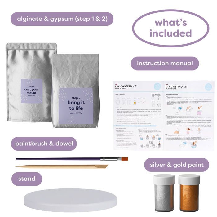 Kit De Moulage 3D - Chuckle - Mains Entrelacées - Peinture Dorée Et Argentée - Socle Inclus - Cadeau Couple