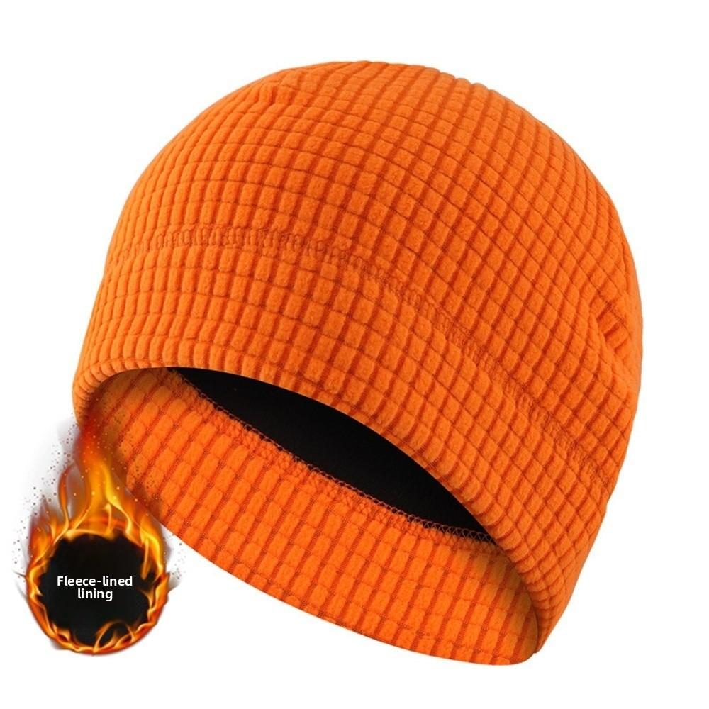 

Plush Beanie Cap Fleece Lined Pullover Cap New Knitted Hat For Men Women помаранчевий