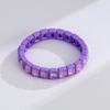 Square Colorful Crystal Enamel Bangle Elastic Geometric Women Rainbow Beaded Bracelets Jewelry Accessories Colored Bracelet