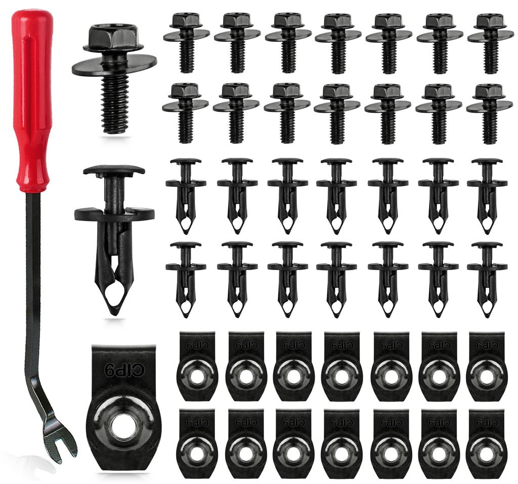 Xislet 45pcs Universal Style Engine Undercover Splash Shield Guard Body Bolt Bumper Fender Liner
