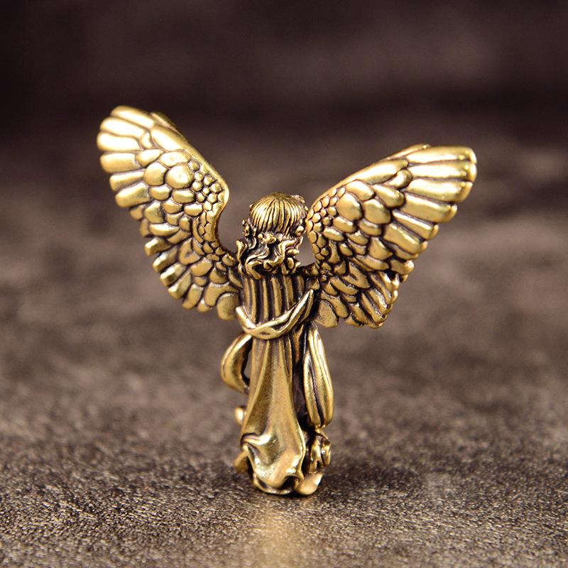 Vintage Brass Angel Cupid Statue Blessed Exquisite Handmade God Of Love Cupid Desktop Decorations Gift Home Decor Accessories