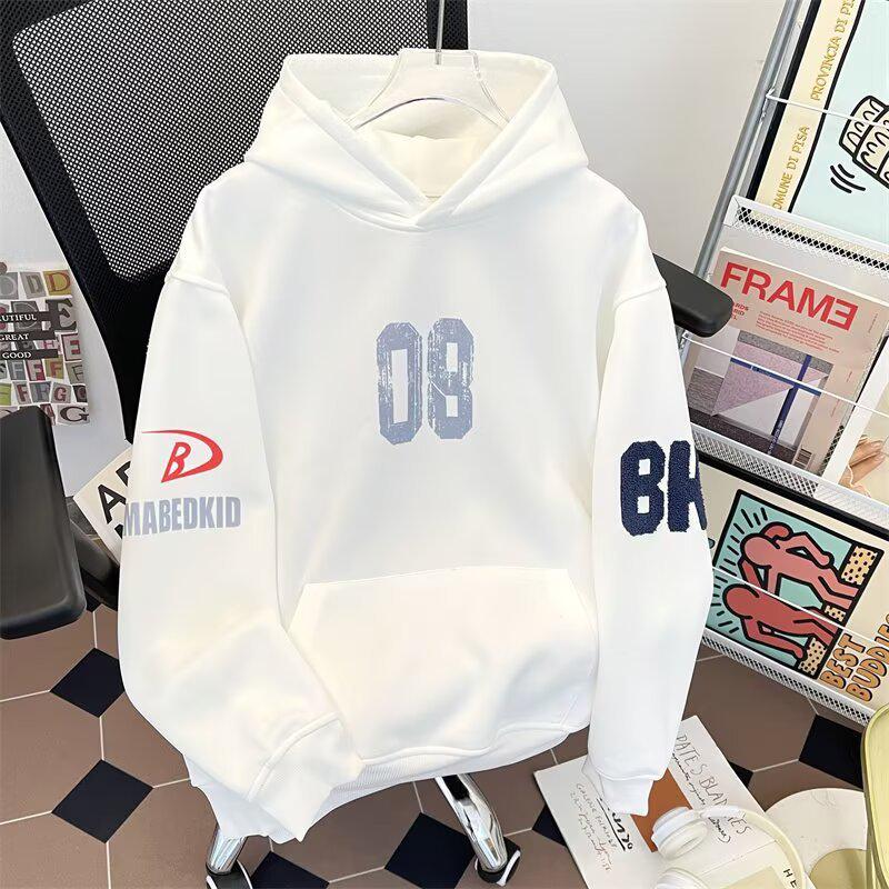 Autumn Unisex Letter Print Embroidered Hoodie - Casual Trendy Loose Fit