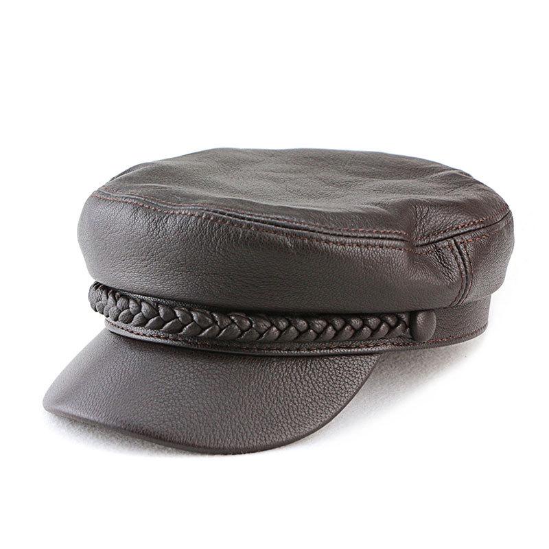 Unisex Fashion Sheepskin Leather Flat Top Duckbill Cap for Fall/Winter