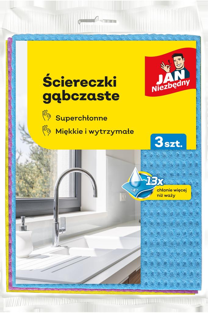 Jan Niezbędny Zmywak Gąbczasty Celulozowy Chłonny Do Mycia Naczyń 3 Szt.