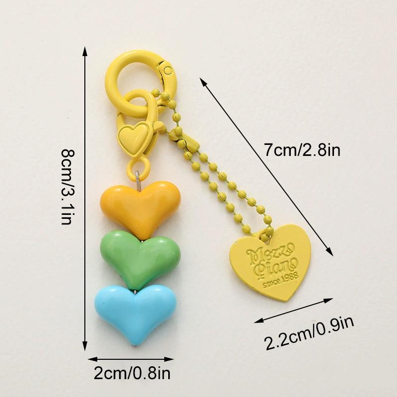 1PC Keychain Candy Color Key Ring Friendship Gift Heart-shaped Backpack Accessories Phone Pendant