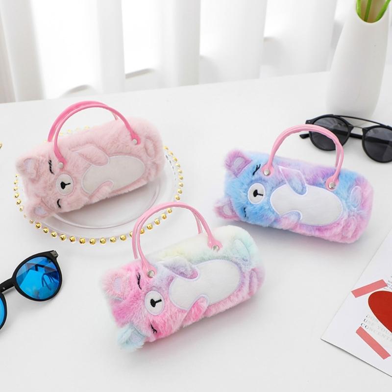 Bear Plush Glasses Case Foldable Soft Protective Eyewear Storage Protective Box Pouch For Kids Adults Travel