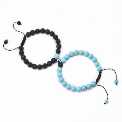 Magnet Couple Bracelets for Woman Men Romantic Heart Matching Lovers Natural Stone Beads Yoga Bracelet Valentine Gift
