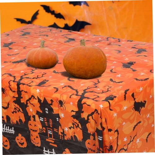 OUNONA 2-teilige Halloween-Tischdecke mit hängenden Wirbeln, perfekt für Heimtischdecken, Halloween-Partys und Halloween-Dekoration, Kunststoff-Hintergrund