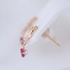 Kotobuki Jewelry July Birthstone Ruby Angel of Happiness Earrings In 14K Gold Set with Polishing (Gift Cloth)