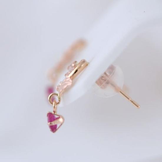 Kotobuki Jewelry July Birthstone Ruby Angel of Happiness Earrings In 14K Gold Set with Polishing (Gift Cloth)