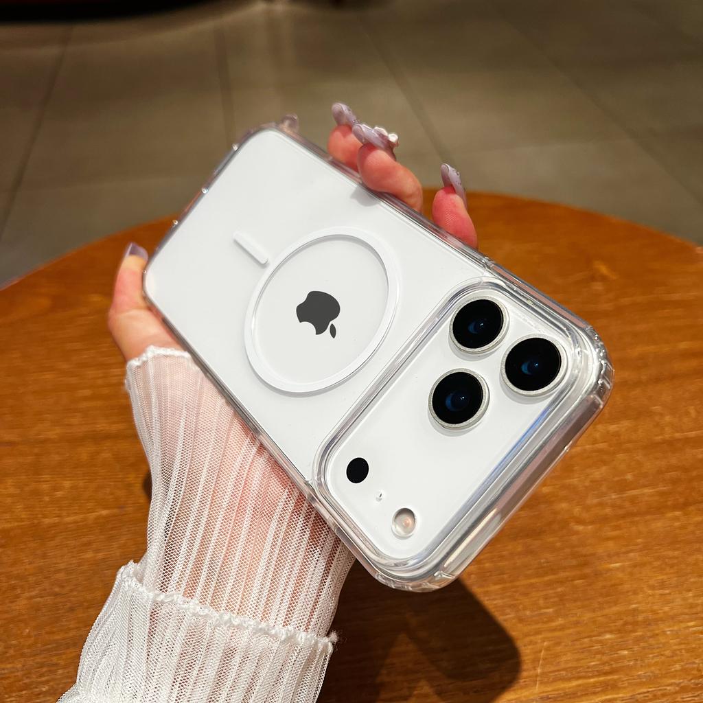 Luxury Slender Circle Magnetic Case for iPhone 17 Air 16 15 14 Plus 13 12 11 Pro X Xs Max Case for Magsafe Wireless Charge Cover