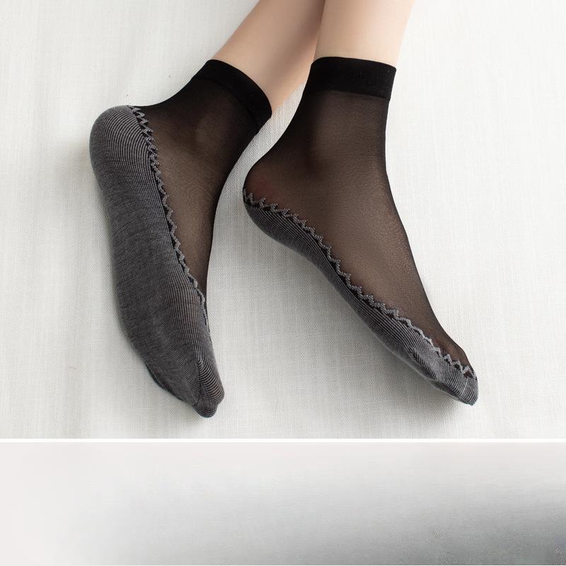 10 Pairs of Women's Summer Thin Cotton Bottom Non Slip Anti Hook Wire Durable Mid Tube Stockings